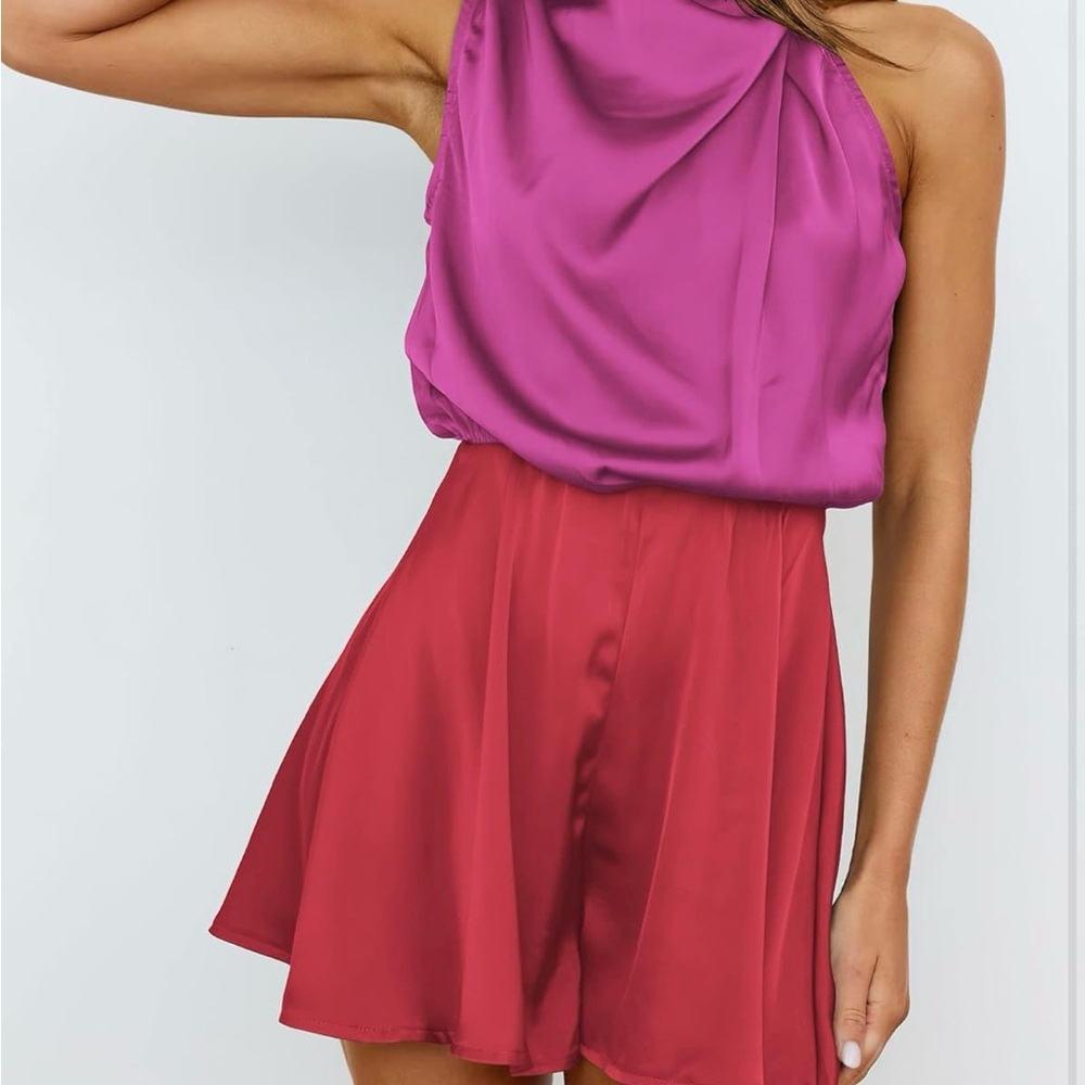 Women's Red & Pink Romper